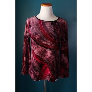 Vintage Notations Y2K 90s Womens Glitter Velvet Abstract Long Sleeve Dark Fairy